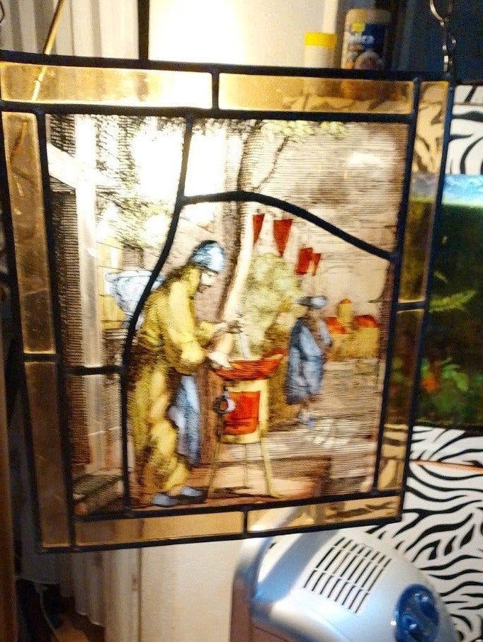 Uniek Glas-in-lood Paneel met Scène, Ophalen of Verzenden
