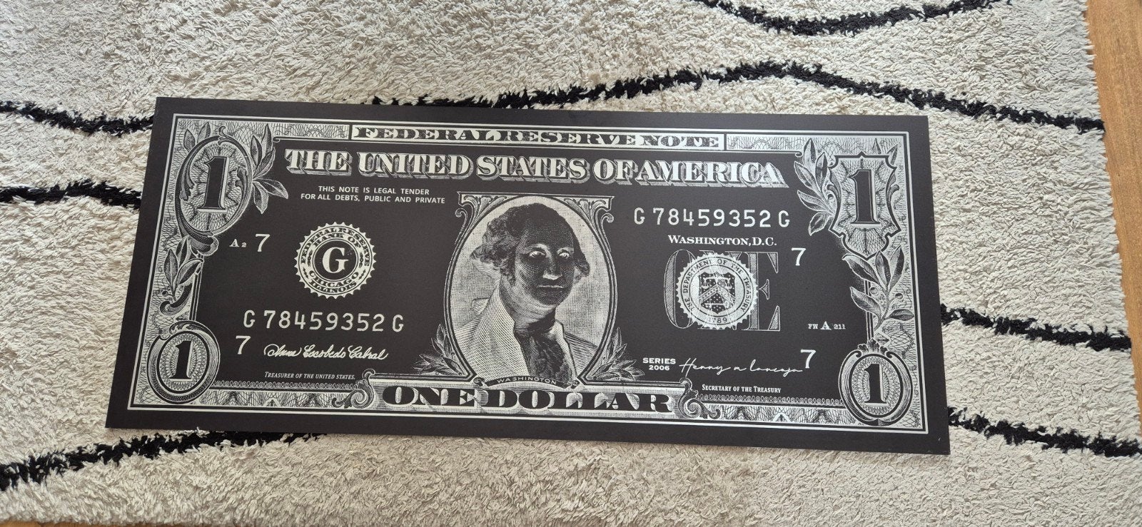 1x 1 dollar art en 1x 1000 dollar art, Ophalen, Metaal, Gebruikt, 130 cm