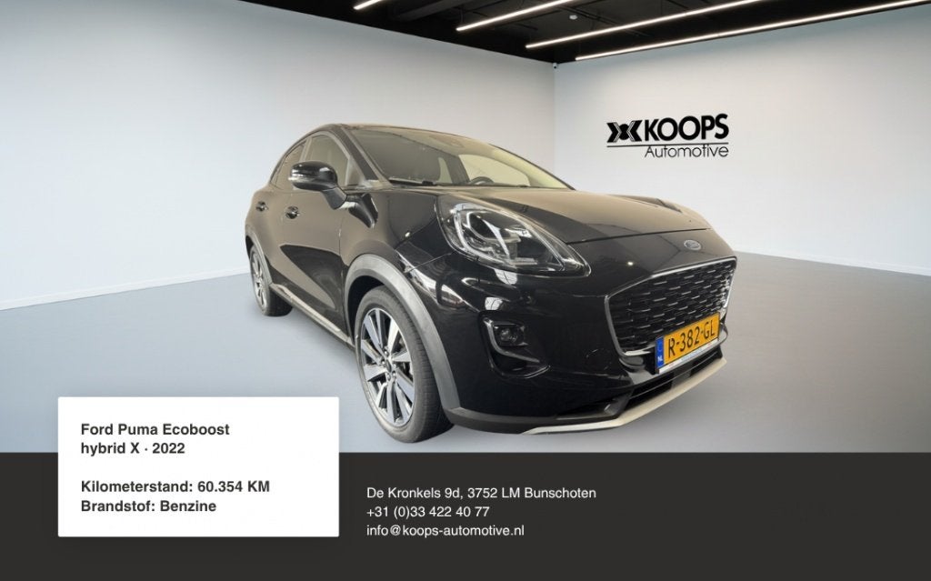 Ford Puma 1.0 Ecoboost Hybrid X Carplay | Cruise control | A, Auto's, Met garantie (alle), Zwart, Origineel Nederlands, Bedrijf