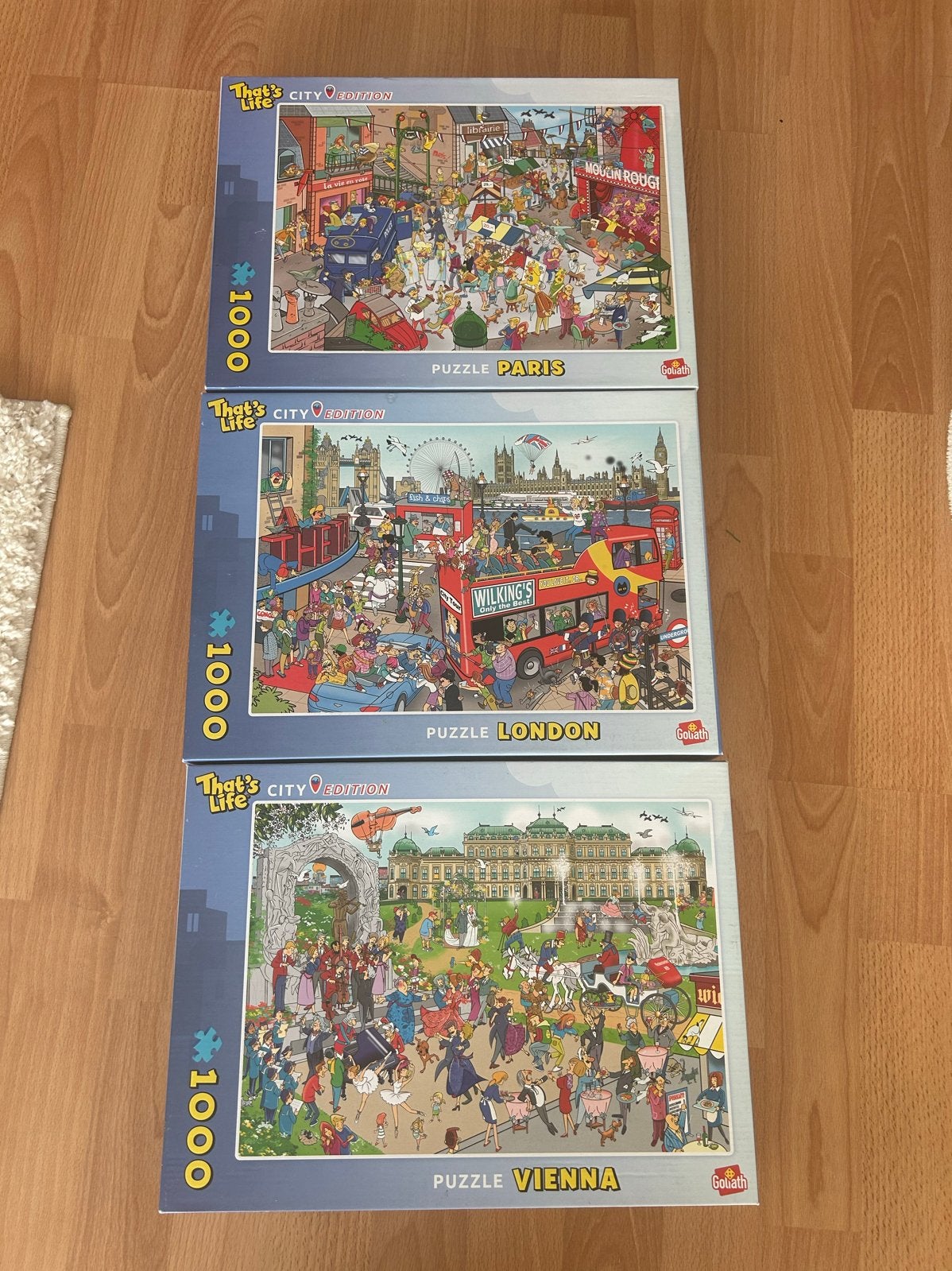 3x That's Life City Edition Puzzels 1000 stukjes, Ophalen of Verzenden, 500 t/m 1500 stukjes, Zo goed als nieuw, Legpuzzel