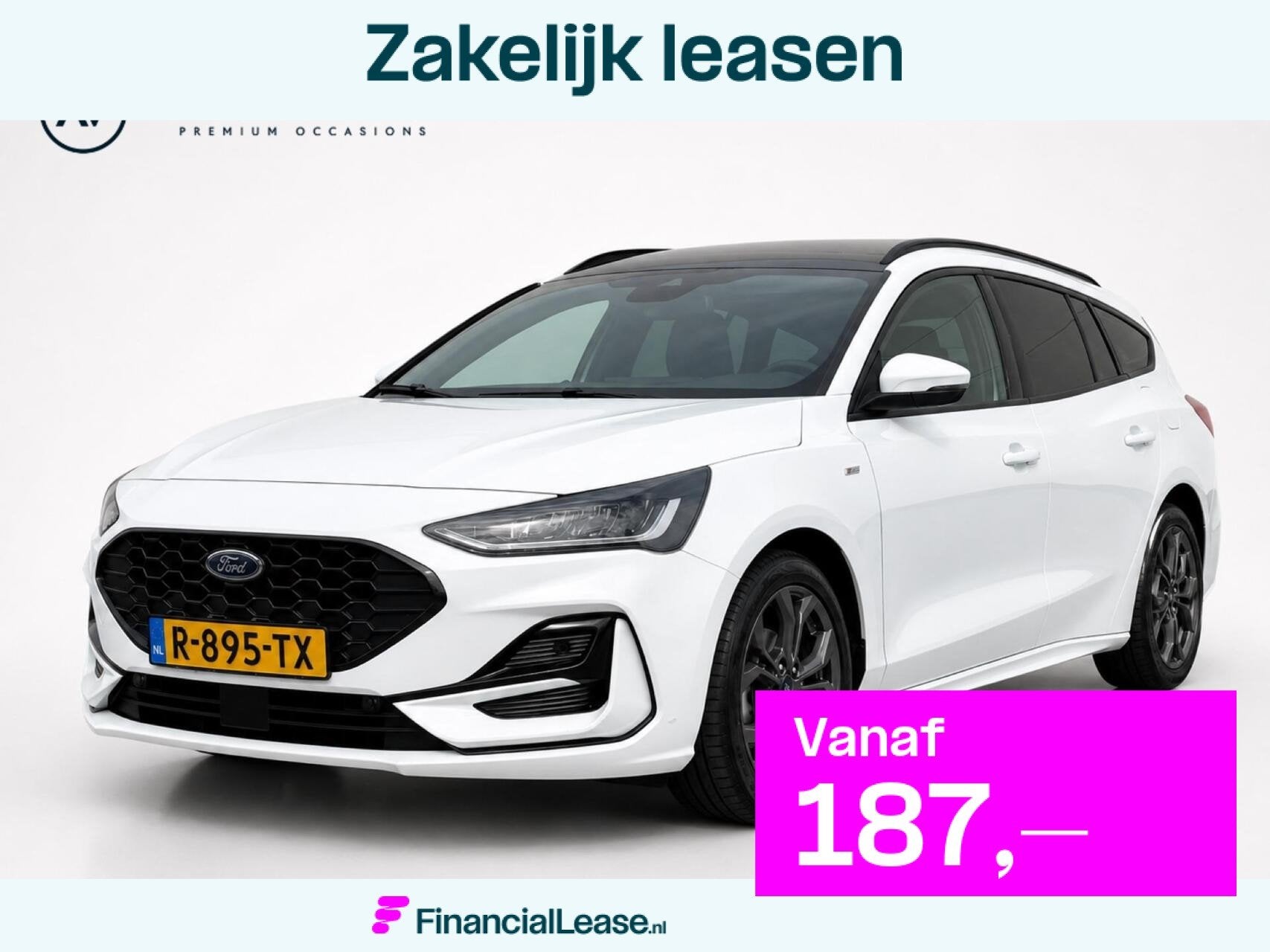 Ford Focus Wagon 1.0 EcoBoost Hybrid 125pk ST Line | Panoram, Dealer onderhouden, Gebruikt, Wit, Origineel Nederlands