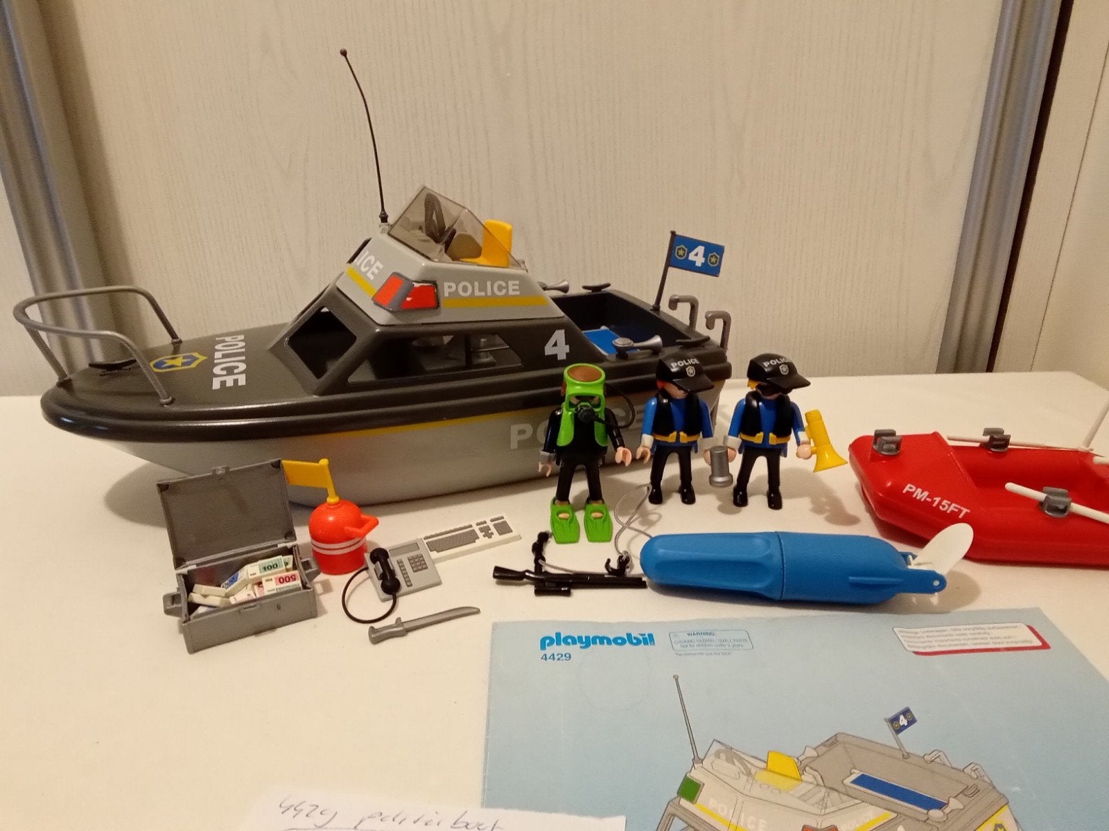 Playmobil 4429 politieboot met zodiac compleet, Gebruikt, Complete set, Ophalen of Verzenden, City action