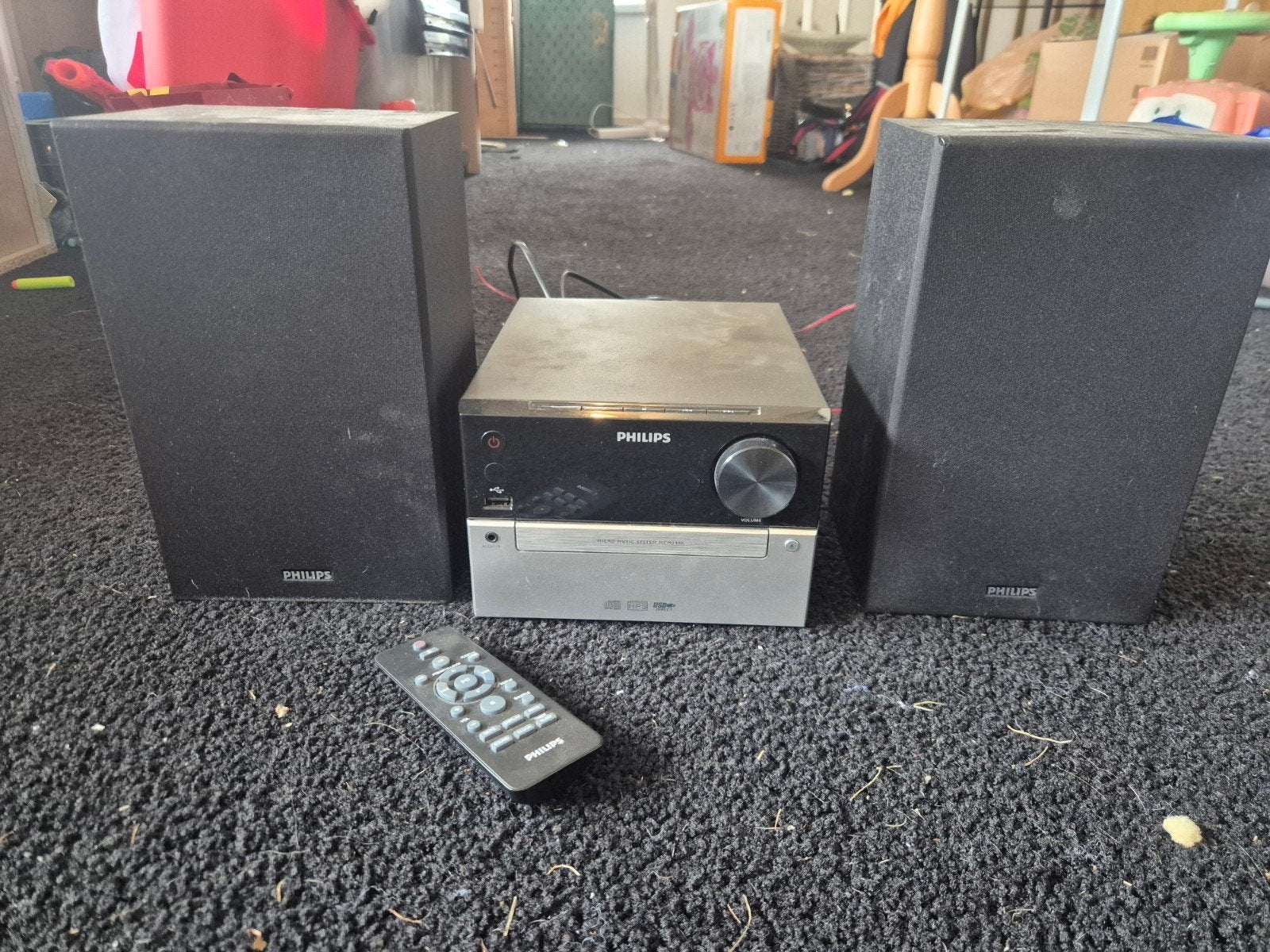 Philips MCM2300/12 Microset met CD, MP3-CD, USB, FM, Audio, Tv en Foto, Ophalen, Philips, Gebruikt, Microset