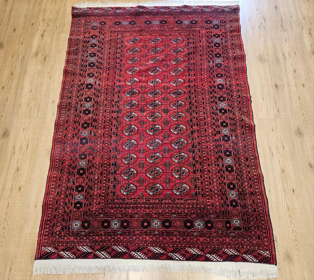 Vintage handgeknoopt oosters tapijt bochara 185x125, Info@SlatsAntiek.nl, Tweedehands, 100 tot 150 cm, Perzisch