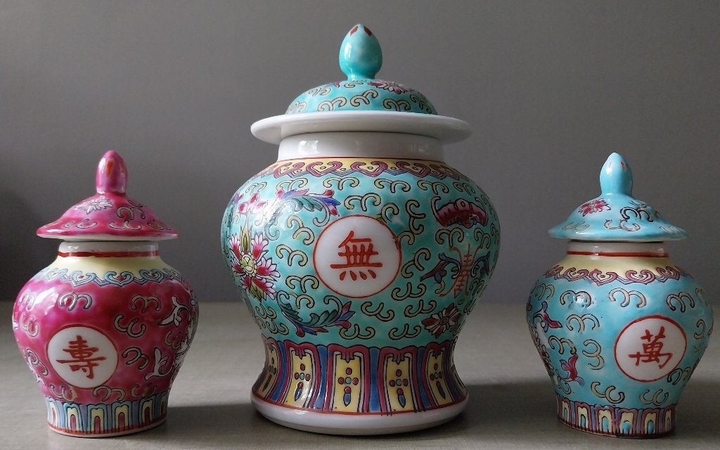 Chinees Mun Chou kaststel - Porselein - Miniatuur - 1950, Antiek en Kunst, Ophalen of Verzenden