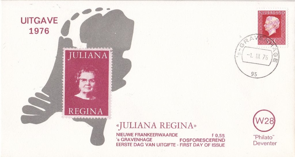 Philato/W-enveloppe – Juliana Regina – 01-03-1976 – W28, Postzegels en Munten, Postzegels | Eerstedagenveloppen, Verzenden, Onbeschreven