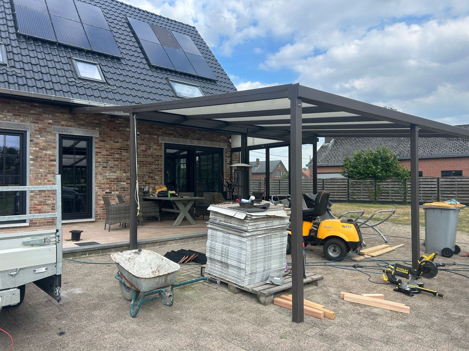 Aluminium afdak 5x4 meter, Tuin en Terras, Overkappingen, Gebruikt, Veranda, Ophalen