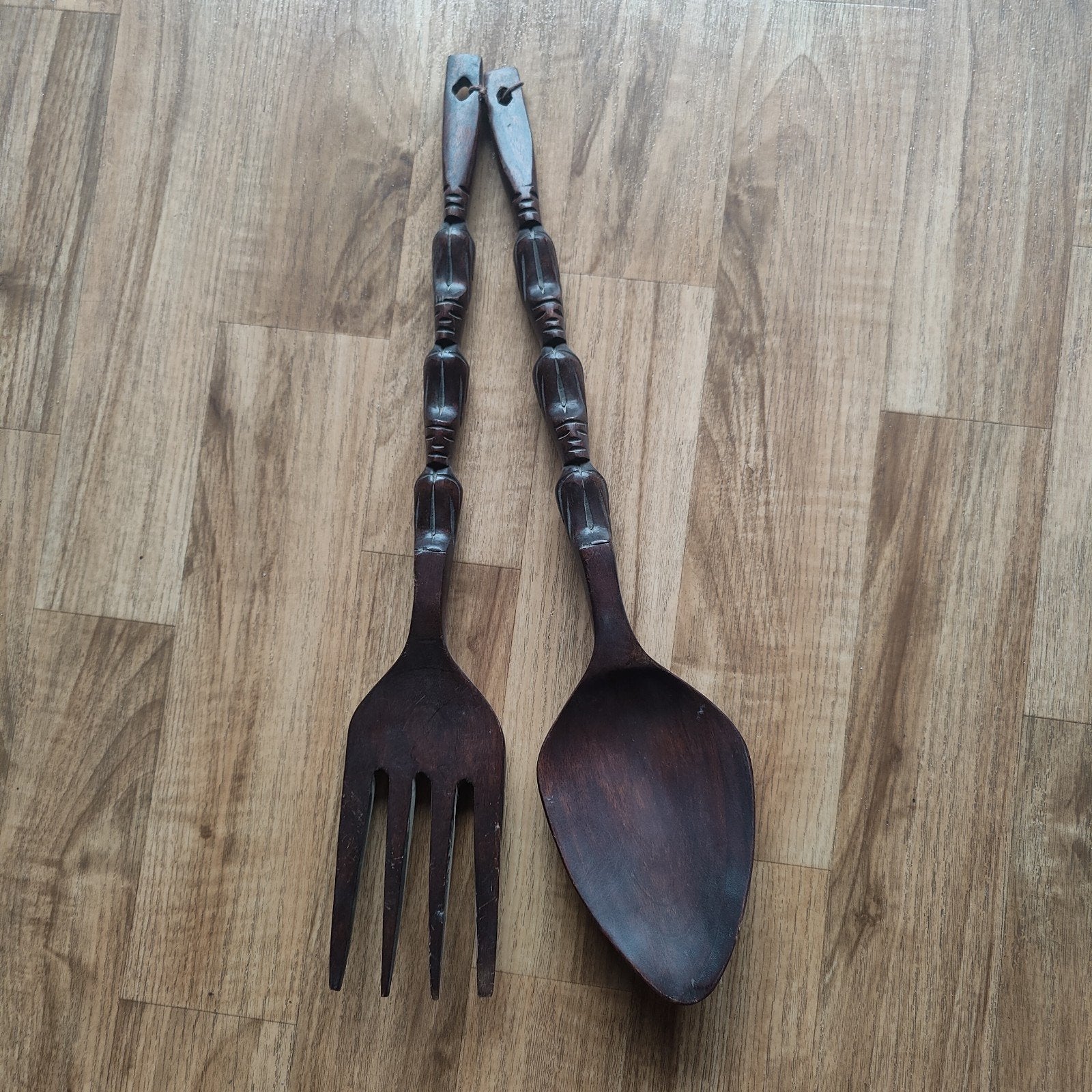Decoratieve houten saladebestek set, Ophalen of Verzenden