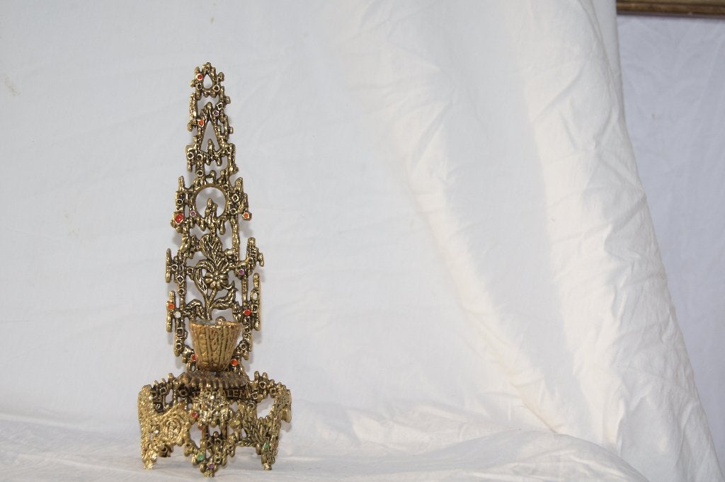 Joodse kandelaar ( Brutalistisch vormgeving stijl., Ophalen, Koper of Brons