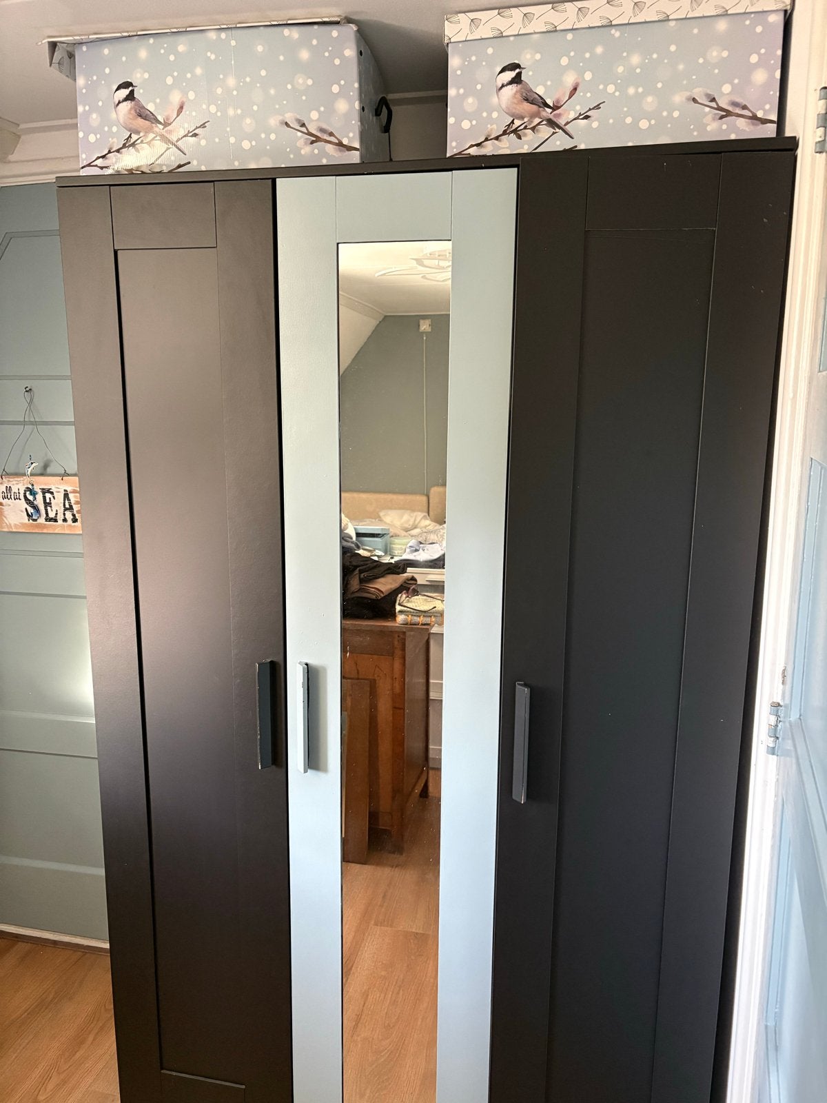 IKEA BRIMNES Kledingkast met 3 deuren, zwart, 117x50x190 cm, Ophalen, Gebruikt, 100 tot 150 cm, 150 tot 200 cm