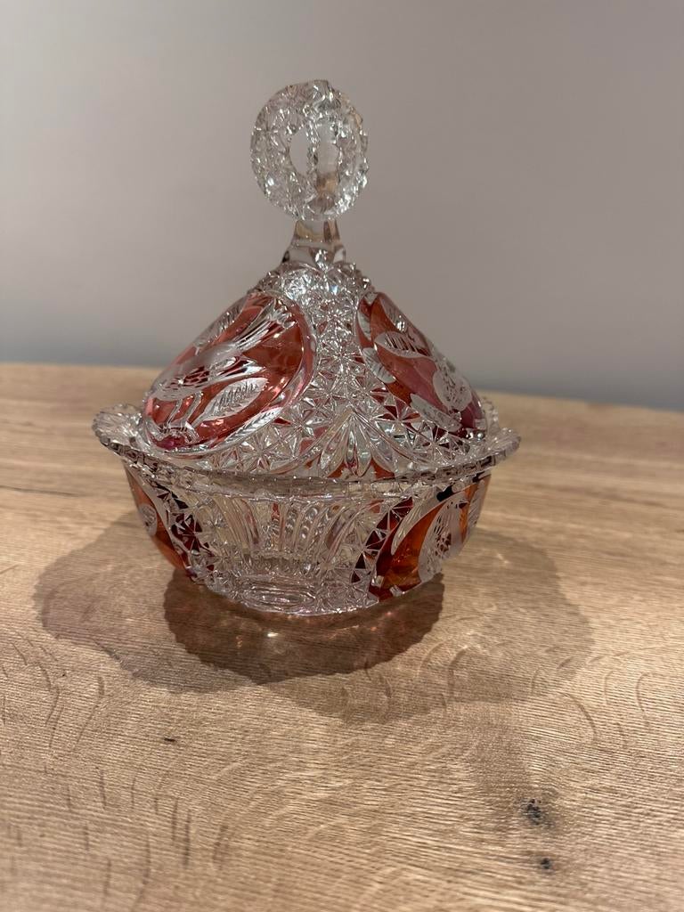 Gaaf bohemia crystal Dekselschaal van kristal te koop, Antiek en Kunst, Antiek | Glas en Kristal, Ophalen of Verzenden