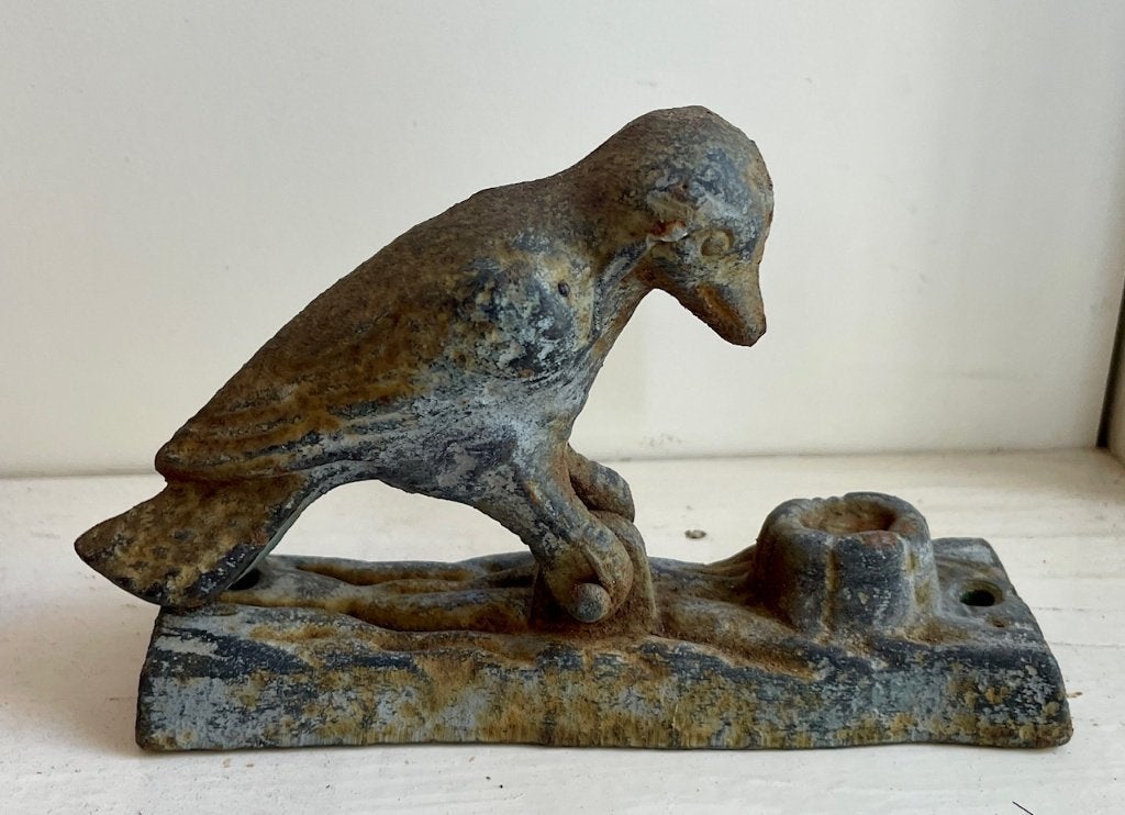 Gietijzeren deurklopper in de vorm van een specht, Antiek en Kunst, Curiosa en Brocante, Ophalen of Verzenden