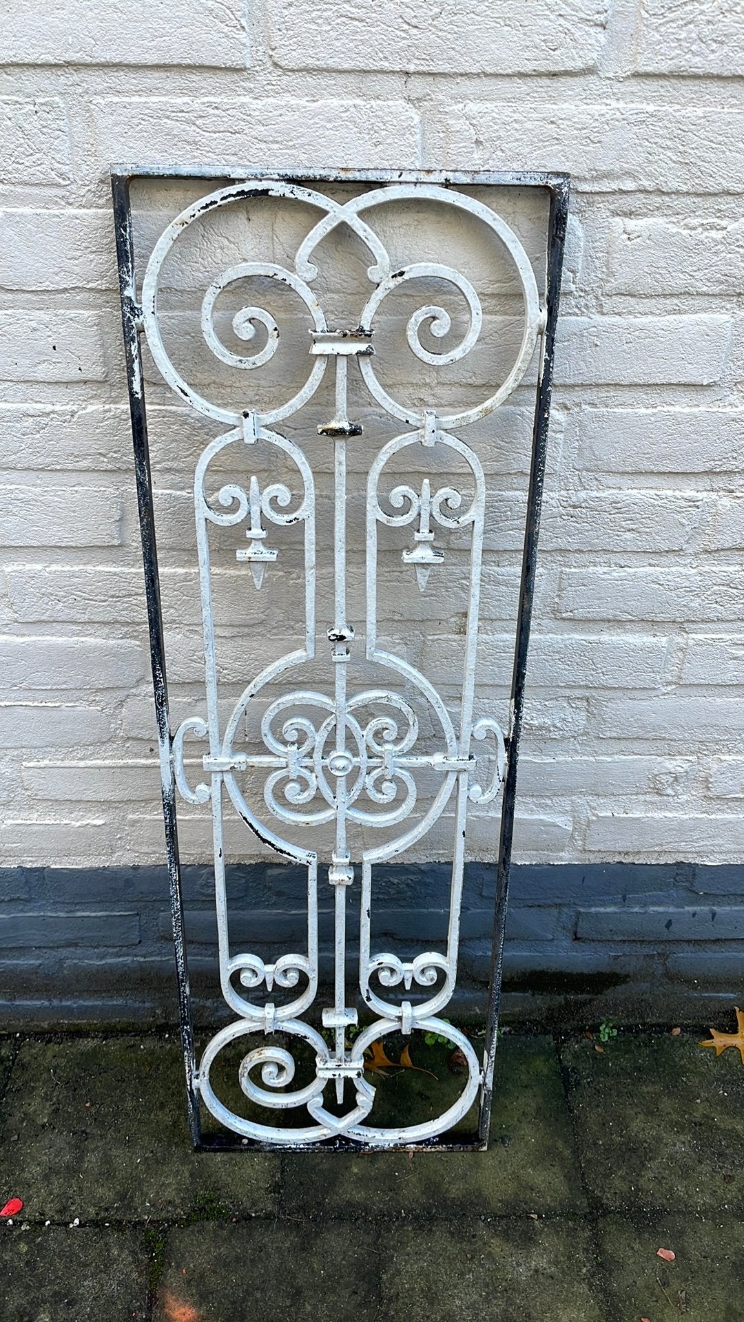 Prachtig antiek Frans gietijzeren raamrooster decoratie, Ophalen of Verzenden
