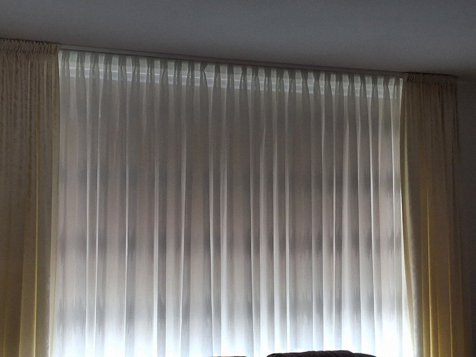 Lichtdoorlatende Vitrage - Wit, 280x245cm voor 2 ramen, Vitrage, Gebruikt, Wit, Ophalen of Verzenden