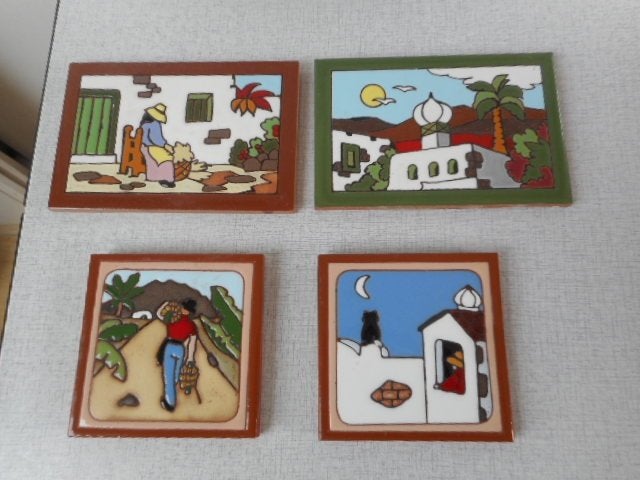 Set van 4 decoratieve tegels, Ophalen of Verzenden