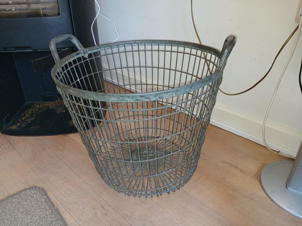 Antieke aardappelmand - Vintage metalen draadmand, Ophalen of Verzenden