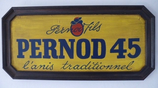 Houten Frans reclame bord / Pernod / Pastis / mancave, Reclamebord, Ophalen of Verzenden, Zo goed als nieuw, B6