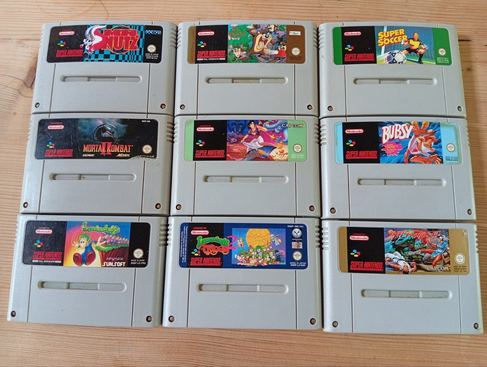 9 gereinigde perfect werkende Super Nintendo SNES games, Spelcomputers en Games, Gebruikt, Vechten, 2 spelers, Eén computer
