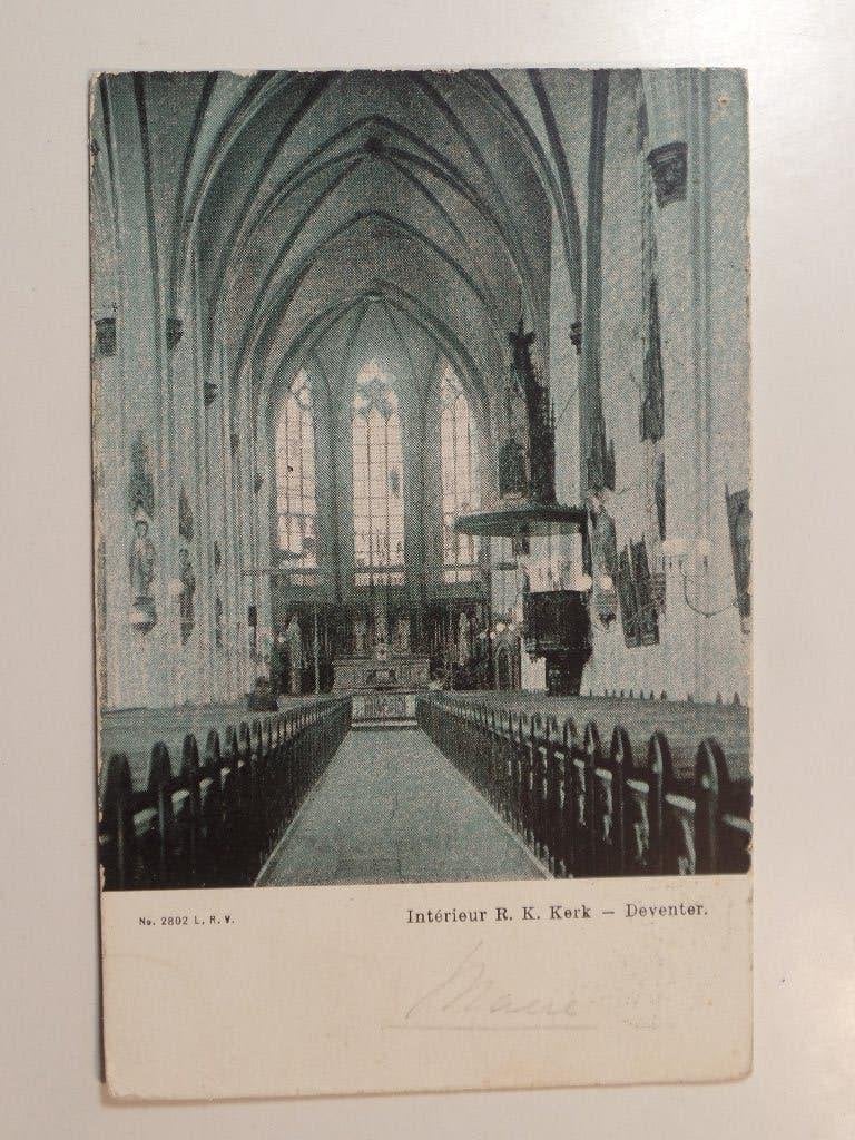 Deventer interieur kerk, Verzenden, Voor 1920, Gelopen, Overijssel