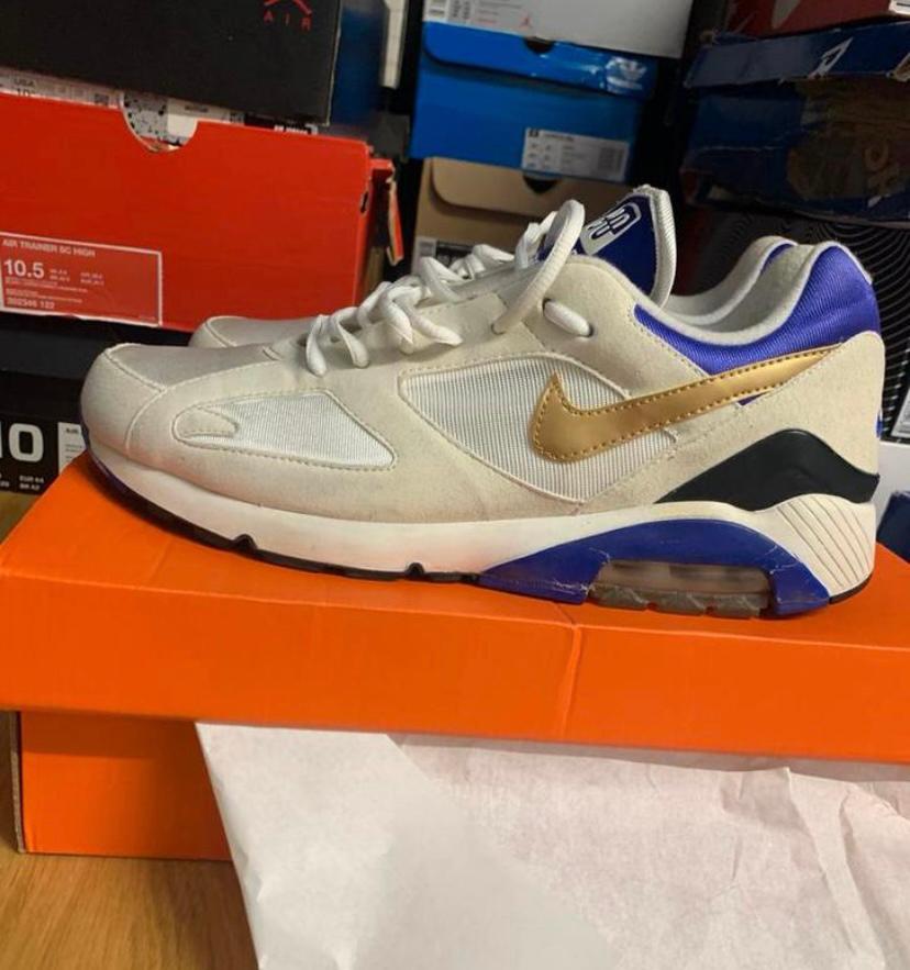 NIKE AIR MAX 180 OG-‘GOLD CONCORD”/2013/Size 10.5us, Kleding | Heren, Overige kleuren, Sportschoenen, Ophalen of Verzenden, Gedragen