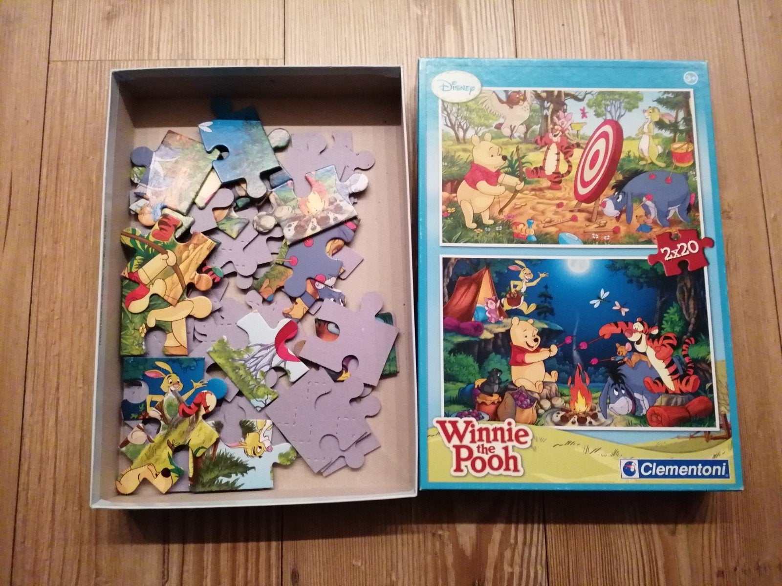 Puzzel van Winnie the Pooh, 2x20 stukken, Clementoni, Ophalen of Verzenden, 10 tot 50 stukjes, Zo goed als nieuw