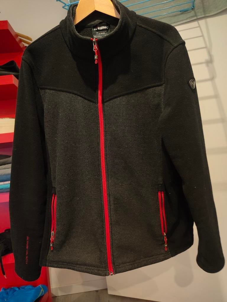 Killtec fleece vest zwart met rode rits, Ophalen of Verzenden