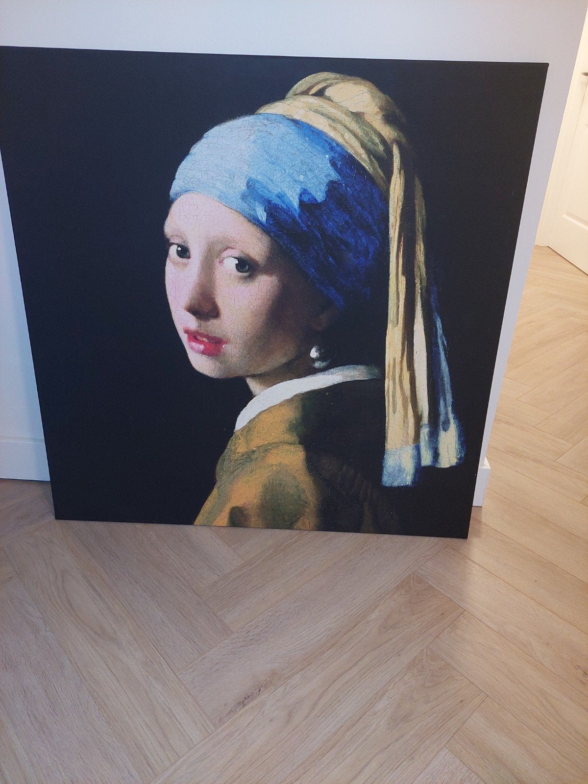 Meisje met de parel -Canvas reproductie, Antiek en Kunst, Doek, Portret of Personen, Ophalen of Verzenden, Klassiek