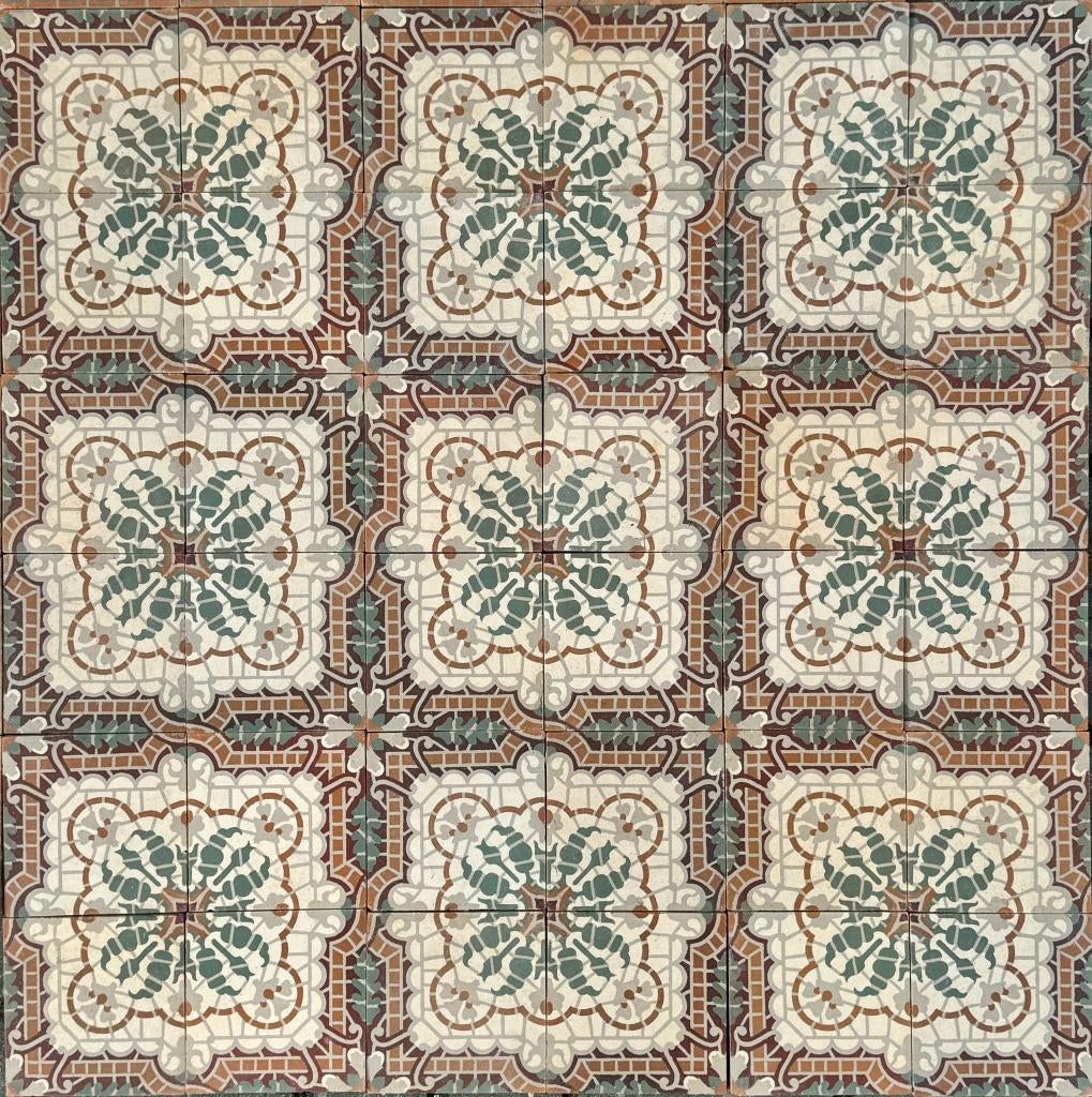 Antieke motieftegels 6m2+, Doe-het-zelf en Verbouw, Tegels, Gebruikt, Keramiek, Minder dan 20 cm, Vloertegels