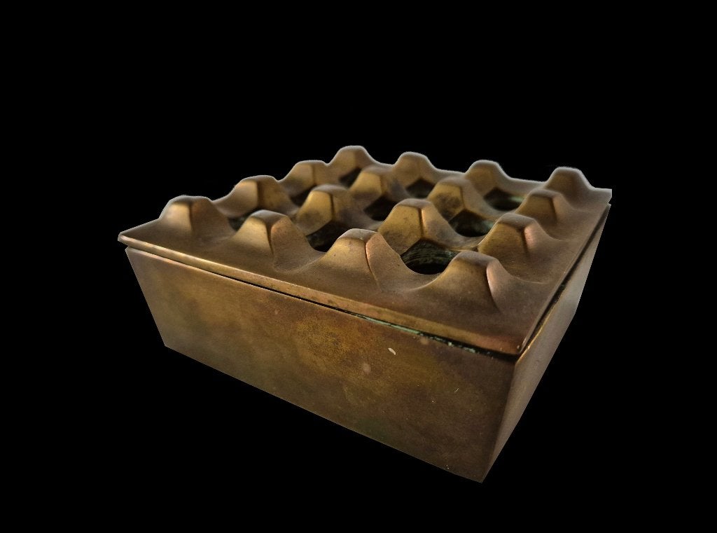 Schitterende vintage messing sculptureel design ashtray, Ophalen of Verzenden, Gebruikt, Metaal