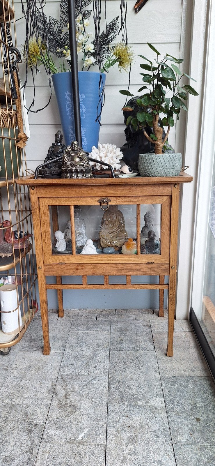 BROCANTE THEE KASTJE incl DIENBLAD, Antiek en Kunst, Ophalen