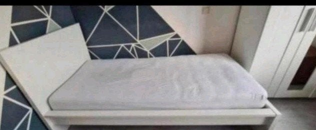 IKEA MALM Eenpersoonsbed hoog, wit, 90x200 cm, Ophalen, 90 cm, Eenpersoons, Wit