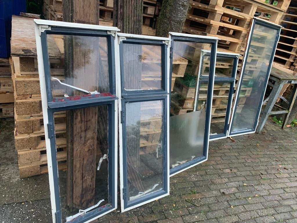 5x Originele stalen ramen, jaren 50, Ophalen, Gevelraam of Ruit, Gebruikt, Minder dan 80 cm