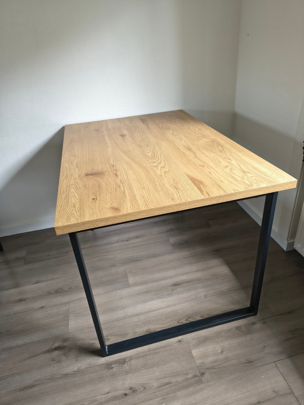 Eettafel 120x80 eiken zwart industrieel (Jysk Aabenraa), Ophalen, Gebruikt, 100 tot 150 cm, 50 tot 100 cm