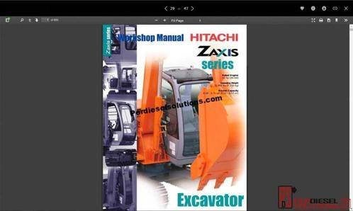 Hitachi Excavator ZX Series full Workshop Manual PDF, Verzenden