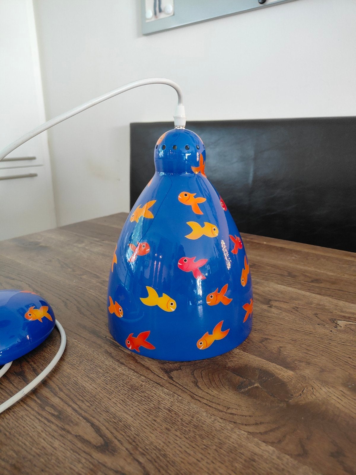 Vrolijke Pylones hanglamp l. Blauw met goudvissen, Gebruikt, Speels, Vrolijk, Modern, Metaal, E27 (groot)