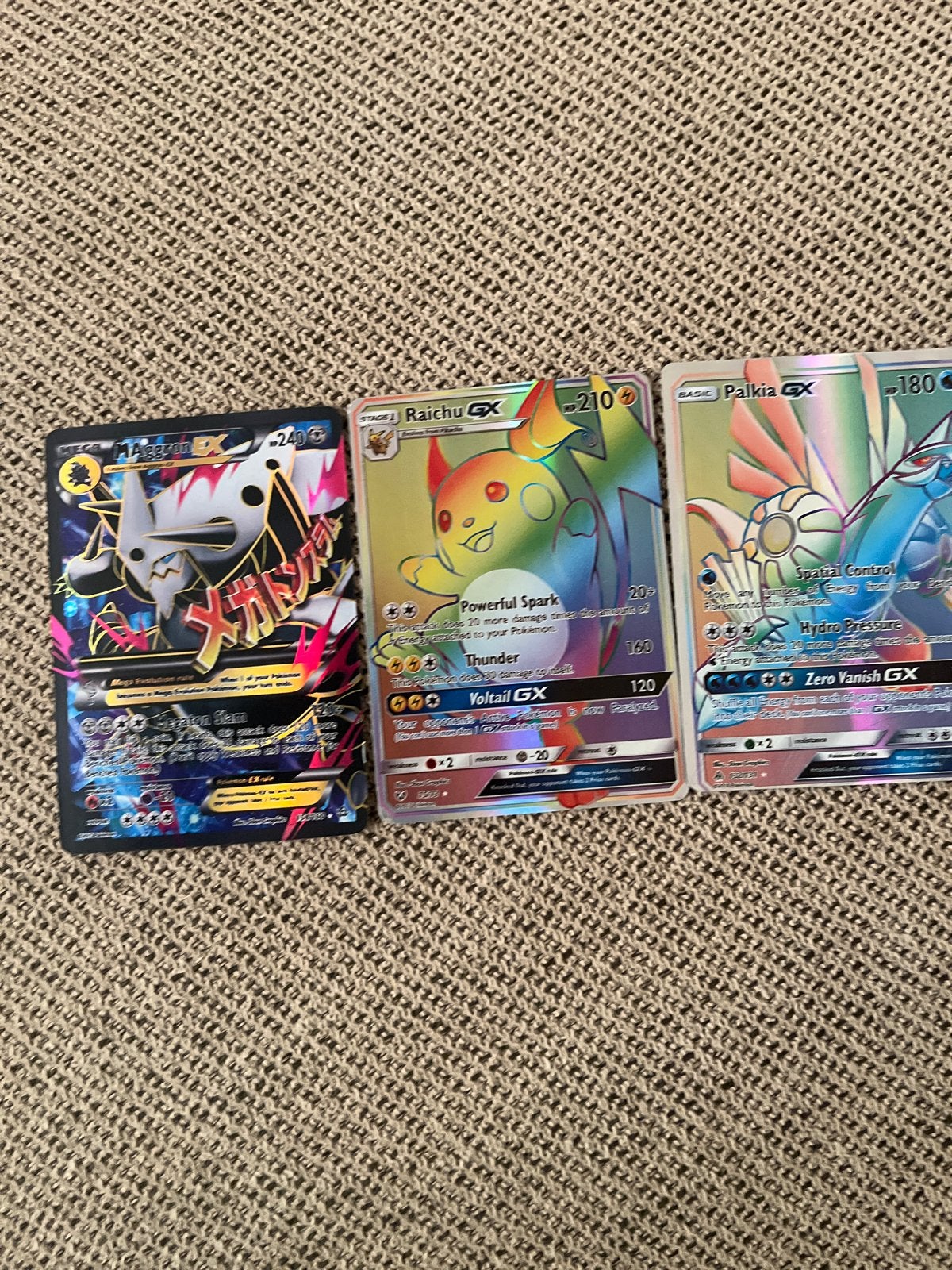 Pokémon Kaarten: Mega Aggron EX, Raichu GX, Palkia GX, Hobby en Vrije tijd, Ophalen of Verzenden, Zo goed als nieuw, Meerdere kaarten