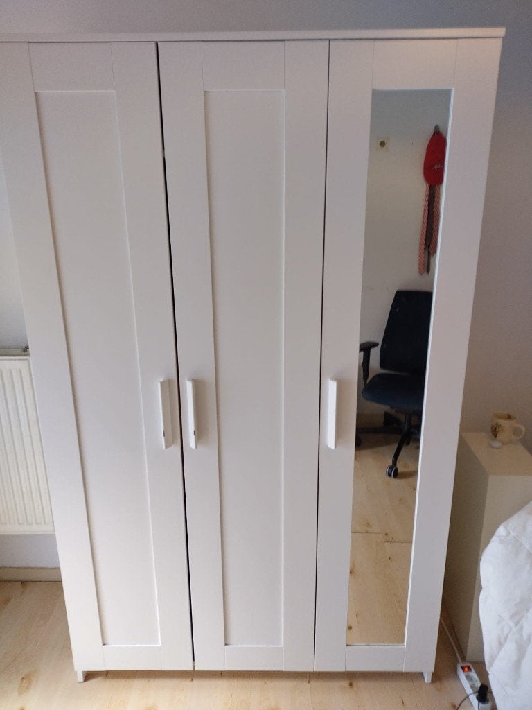 Ikea BRIMNES Kledingkast met 3 deuren, wit, 117x50x190 cm, Ophalen, Met deur(en), 100 tot 150 cm, Zo goed als nieuw