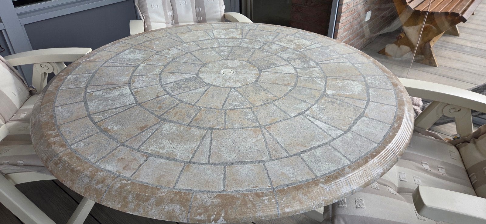 Hartman tuinset crème met 4 stoelen en tafel, Ophalen, 4 zitplaatsen, Kunststof, Gebruikt