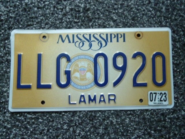 Kentekenplaat licenseplate Mississippi Lamar 3 USA, Verzenden, Gebruikt, Auto's