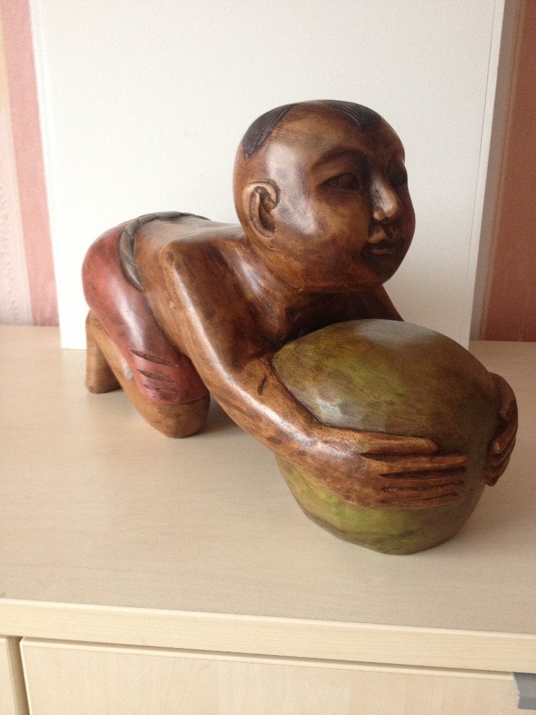 Japans houten beeld, Antiek en Kunst, Verzenden, Handgemaakt, Beeld, Hout