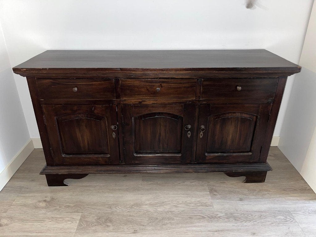Antiek koloniaal dressoir uit Aruba, Huis en Inrichting, Ophalen, Gebruikt, 100 tot 150 cm, Teakhout
