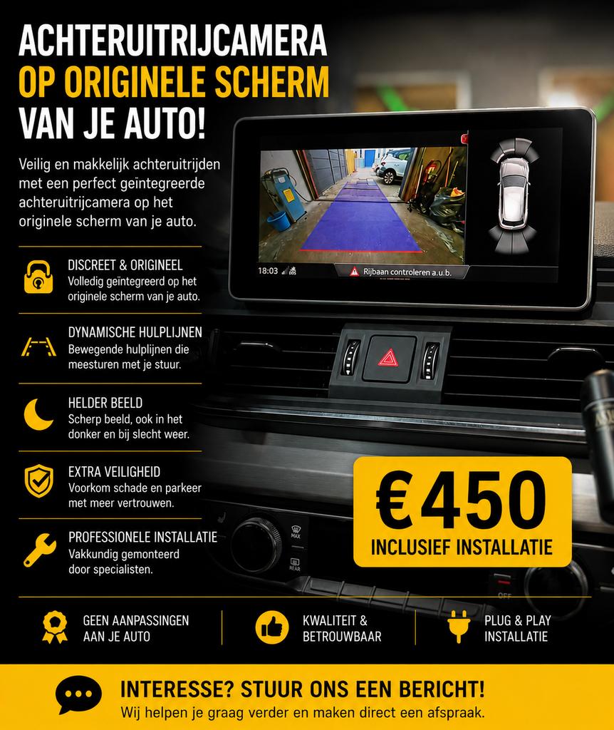 Achteruitrijcamera op origineel scherm inclusief installatie, Ophalen of Verzenden, Nieuw