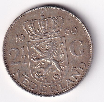 2 1/2 gulden 1960 Zeer Netjes met Patina, Postzegels en Munten, Koningin Juliana, Verzenden, Zilver, Losse munt