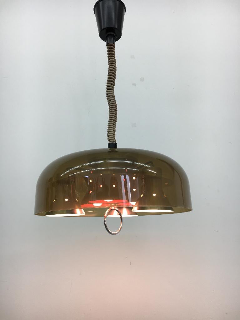 hanglamp jaren 70 bruin retro space age, Huis en Inrichting, Lampen | Hanglampen, Gebruikt, Lamp, Lamp, Ophalen of Verzenden