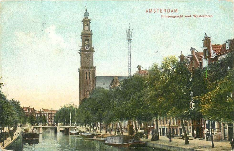 304-229-031 Amsterdam Prinsengracht met Westertoren, Ophalen of Verzenden, Voor 1920, Noord-Holland