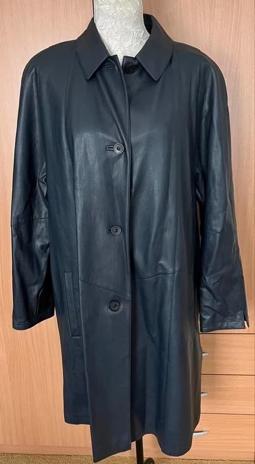 Classic lederlook blauwe jas maat 42/44 [DMv], Ophalen of Verzenden, Nieuw, Maat 42/44 (L), Blauw