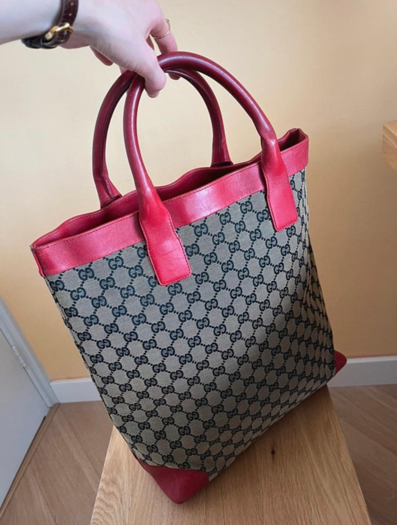 Authentieke Gucci tote vintage tas, Ophalen of Verzenden, Zo goed als nieuw, 30 cm of meer, Minder dan 35 cm
