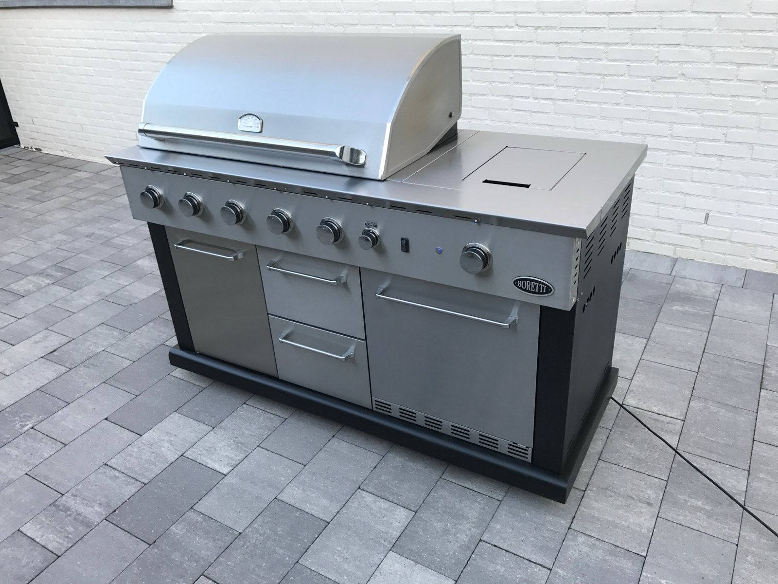 Boretti Buitenkeuken met Koelkast en 6 Branders, Ophalen, Gebruikt, Gas, Vrijstaand