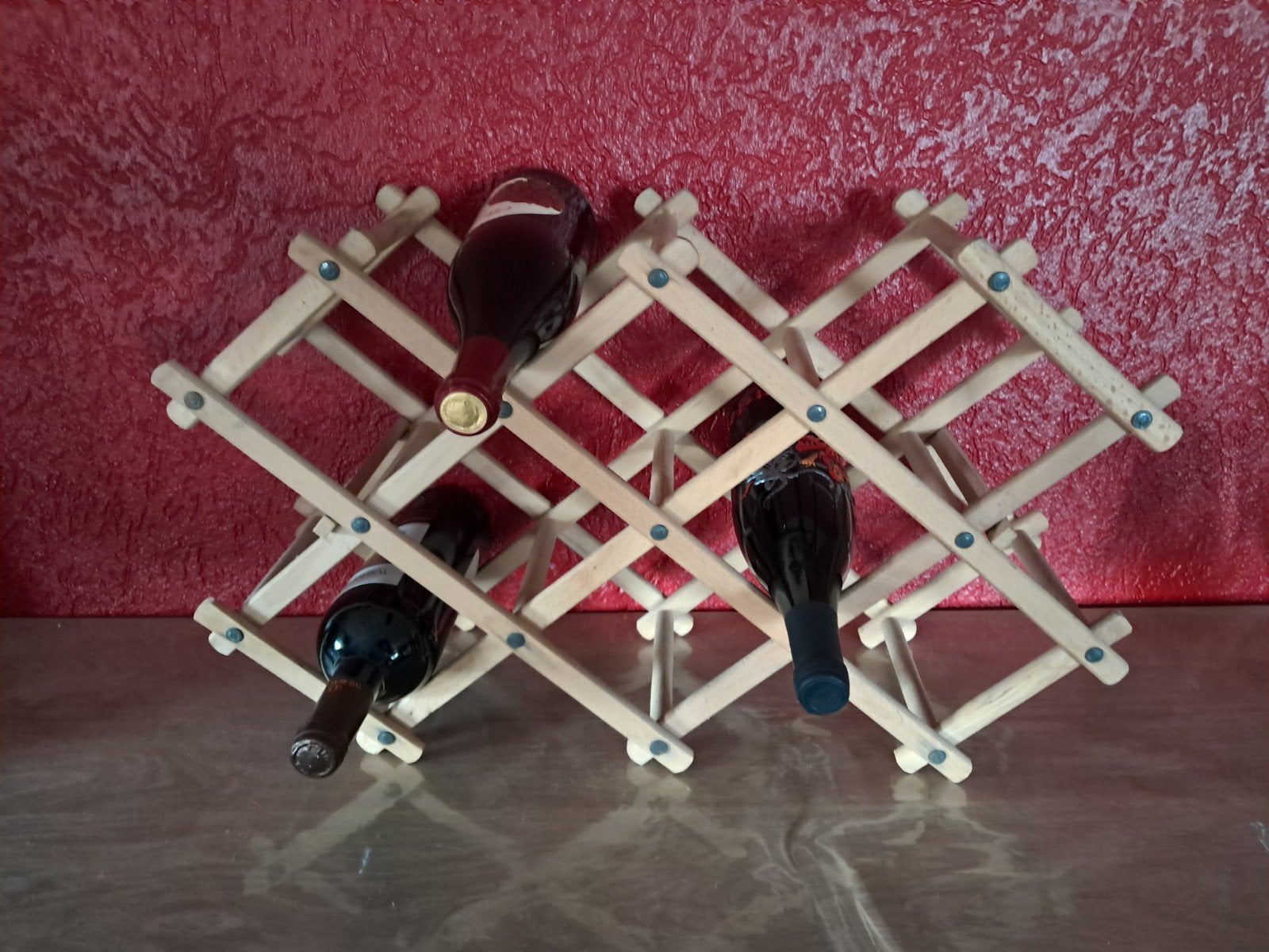 Tijdloos vintage inklapbare flessenrek., Antiek en Kunst, Curiosa en Brocante, Ophalen of Verzenden