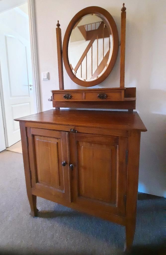Oude houten Engelse koloniale vintage kaptafel uit India, Ophalen, Gebruikt, 100 tot 150 cm, Koloniaal
